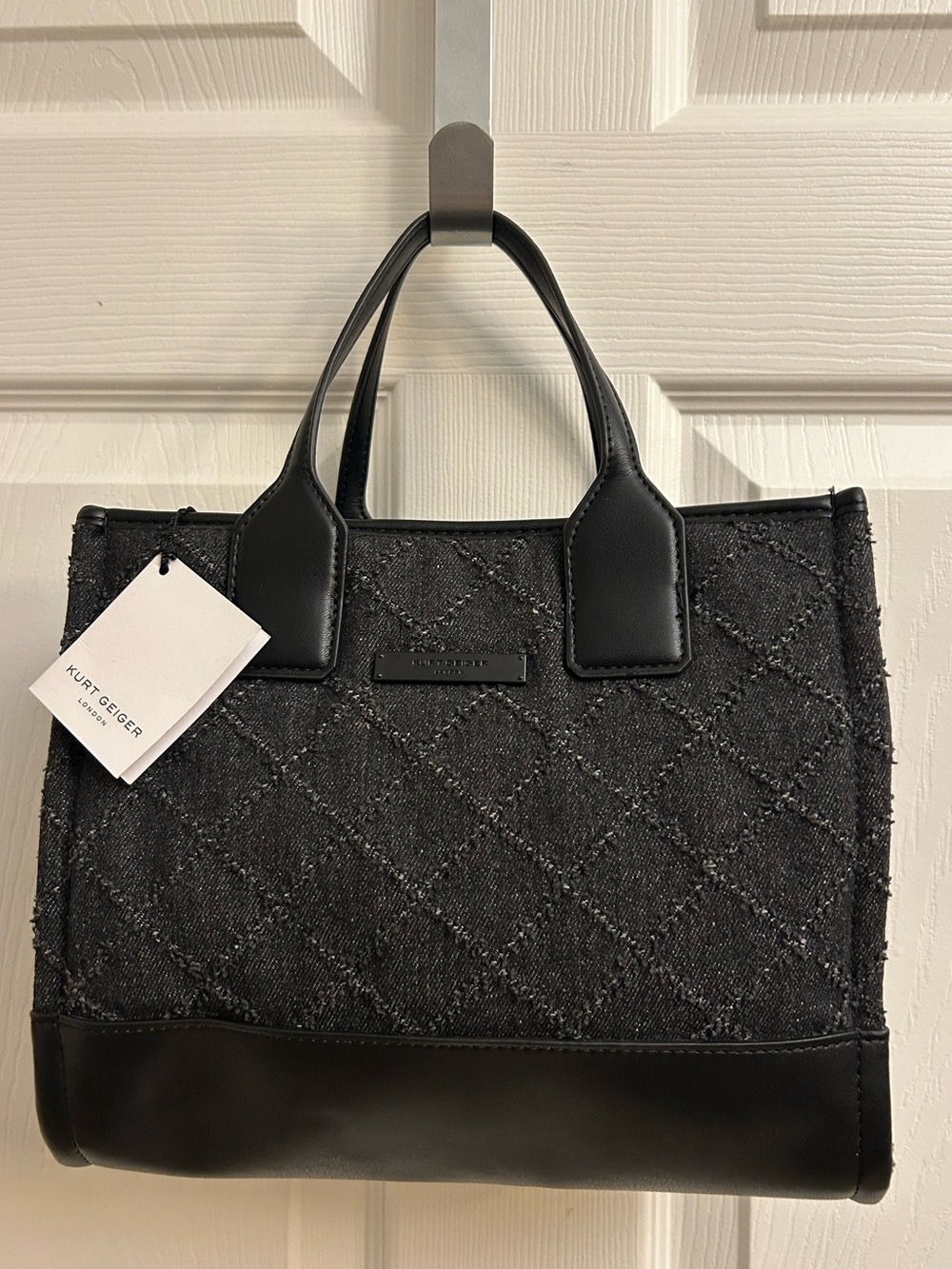 Kurt Geiger Black Quilted Tweed Satchel